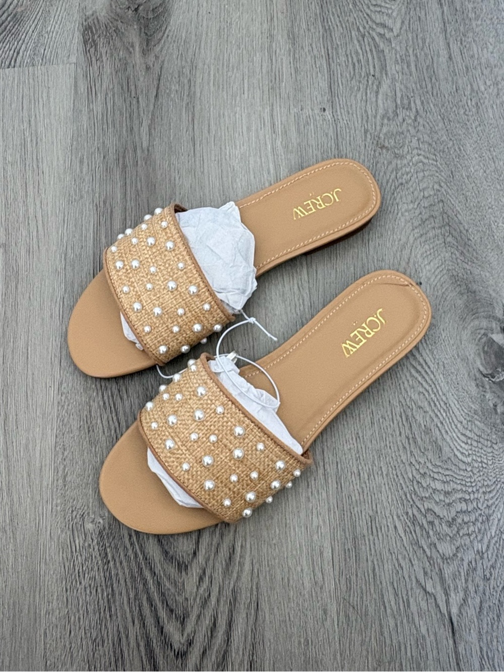 J.CREW Beaded Tan Sandals